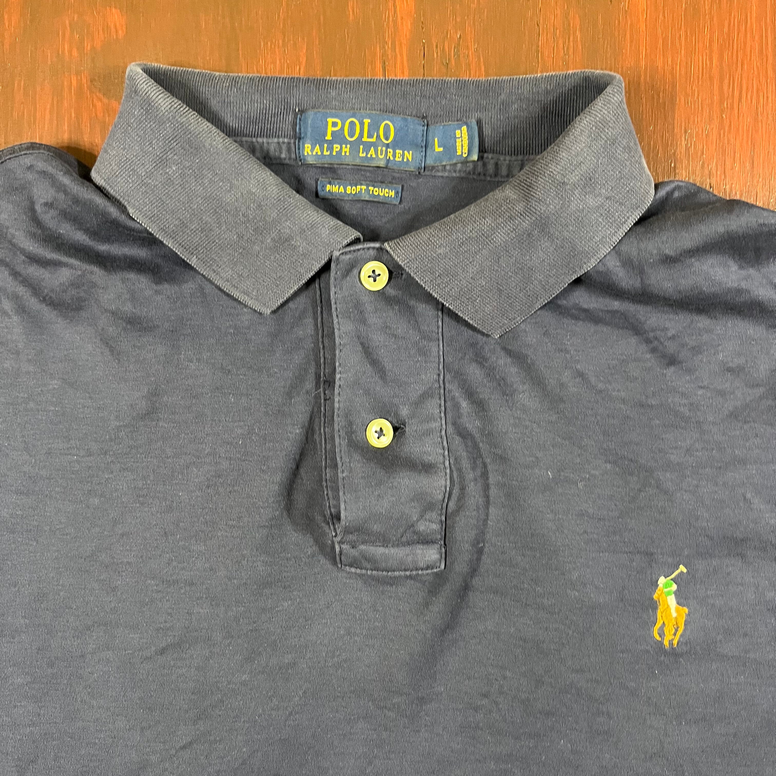 Navy Blue Ralph Lauren Polo Shirt colored horse and jockey